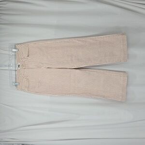 Paige Blossom Pink Stripe High Rise Relaxed Fit Cropped Wide Leg Stretchy SZ 27